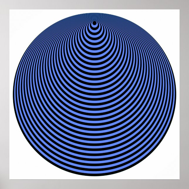 Op Art Concentcles Blue over Black Poster (Framsidan)