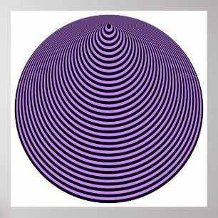 Op Art Concentric Circles Violet over Black Poster