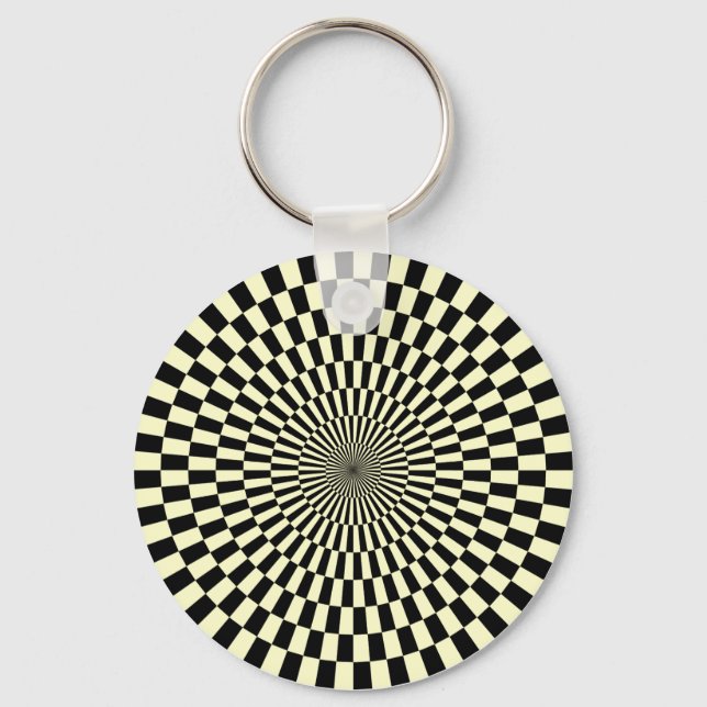 Op Art - Cream och Black Nyckelring (Framsida)