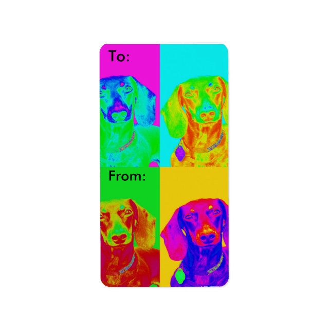 Op Art Dachshund Adressetikett (Framsidan)