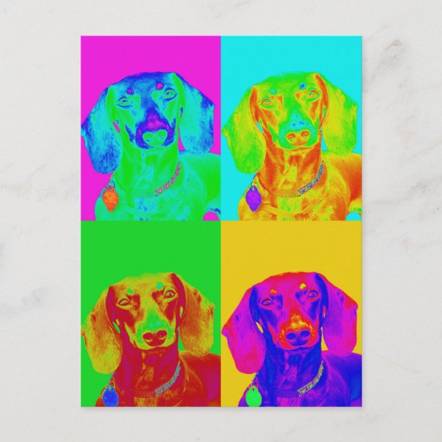Op Art-Dachshund Vykort (Framsida)