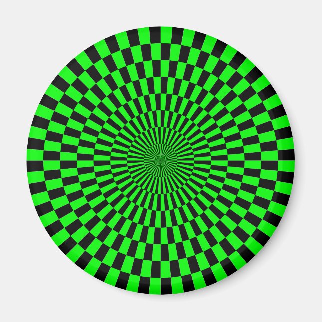 Op Art - Grönt och svart Magnet (Framsidan)