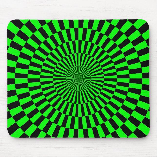Op Art - Grönt och svart Musmatta (Framsidan)