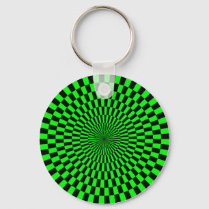 Op Art - Grönt och svart Nyckelring