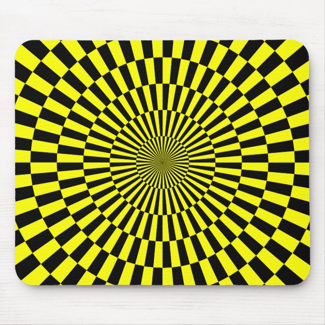 Op Art - Gult och svart Musmatta (Framsidan)