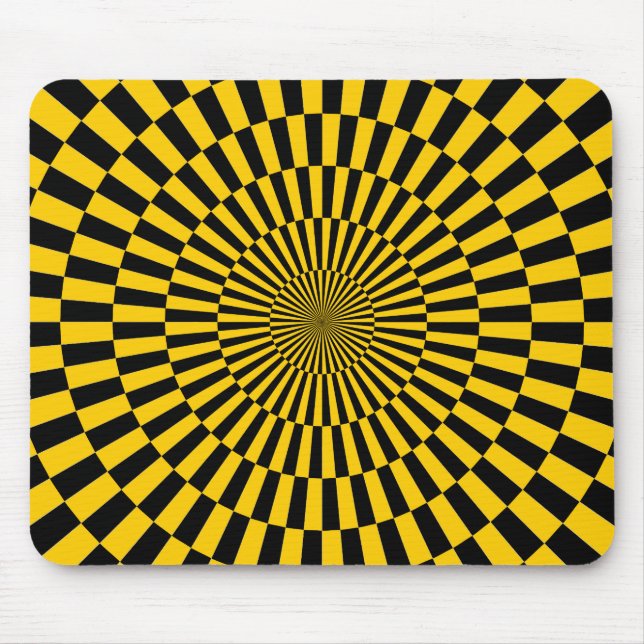 Op Art - Gult och svart Musmatta (Framsidan)