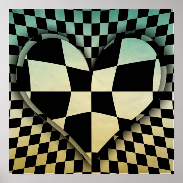 Op art-kontrollerade hjärtan poster (Framsidan)