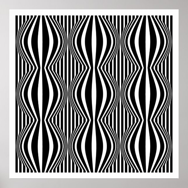 Op Art Lines and Spheres 02 - Black and White Poster (Framsidan)