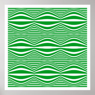 Op Art Linjer och område 01 - Grönt och vitt Poster