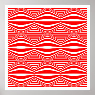 Op Art Linjer och område 01 - Röd och vit Poster