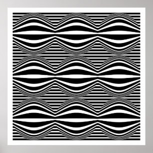Op Art Linjer och område 01 - Svartvit Poster
