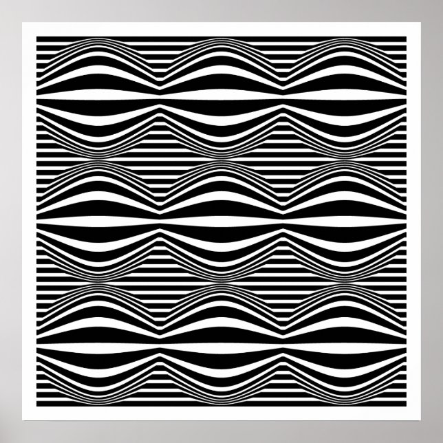 Op Art Linjer och område 01 - Svartvit Poster (Framsidan)