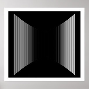 Op Art Lodrät Pub White on Black Progressive 01 Poster
