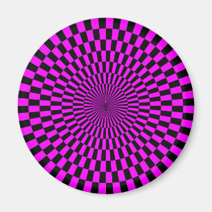Op Art - Magenta och svart Magnet