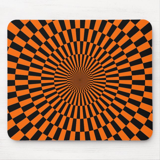 Op Art - Orange och svart Musmatta (Framsidan)