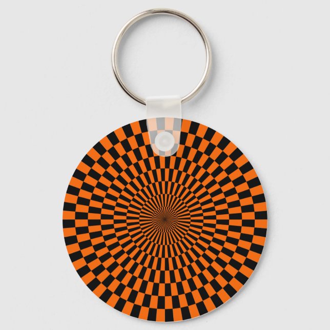 Op Art - Orange och svart Nyckelring (Framsida)