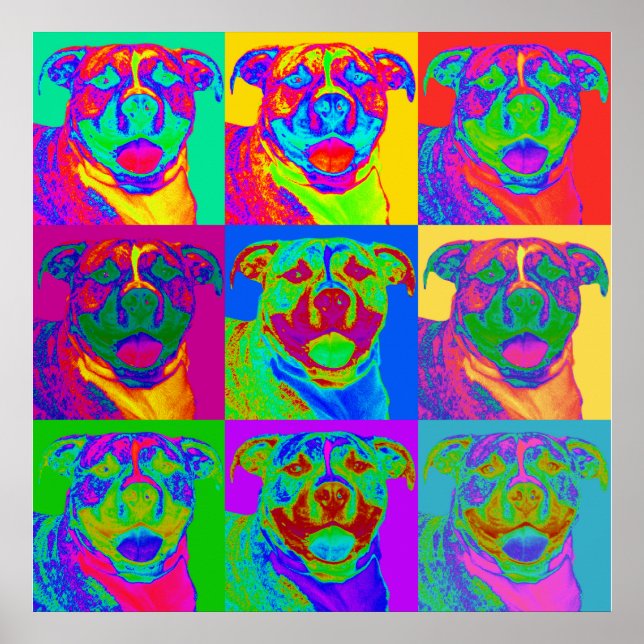 Op Art Pitbull Poster (Framsidan)