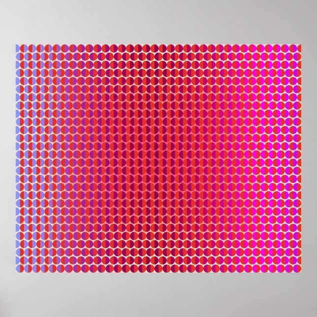 Op Art som möter varandra Red Fuchsia Violet Poster (Framsidan)