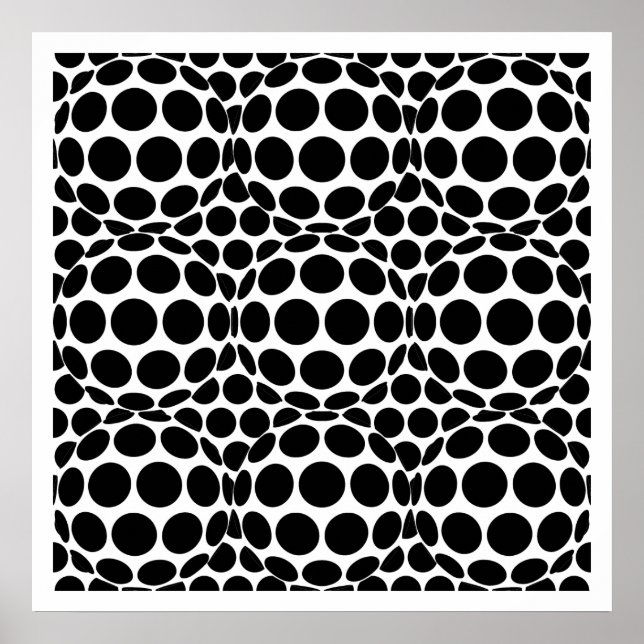 Op Art Spots and Spheres - Black and White Poster (Framsidan)