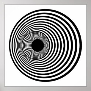 Op Art Vågrät Circles Black and White 01 Poster