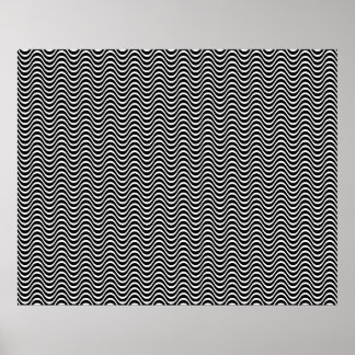 Op Art-Vågrät Vågar Black and White 01 Poster