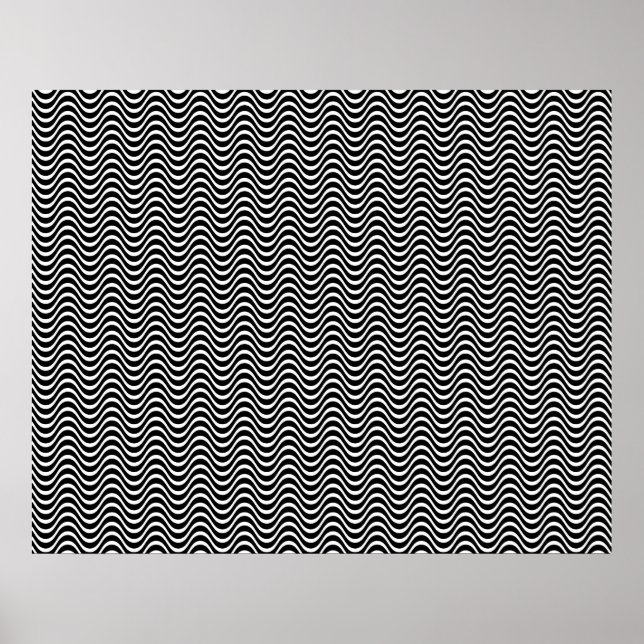Op Art-Vågrät Vågar Black and White 01 Poster (Framsidan)