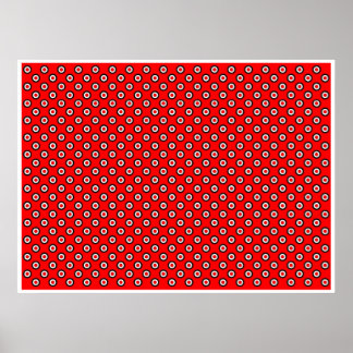 Op Art Vibrant Circles Red White Black Bkg Poster