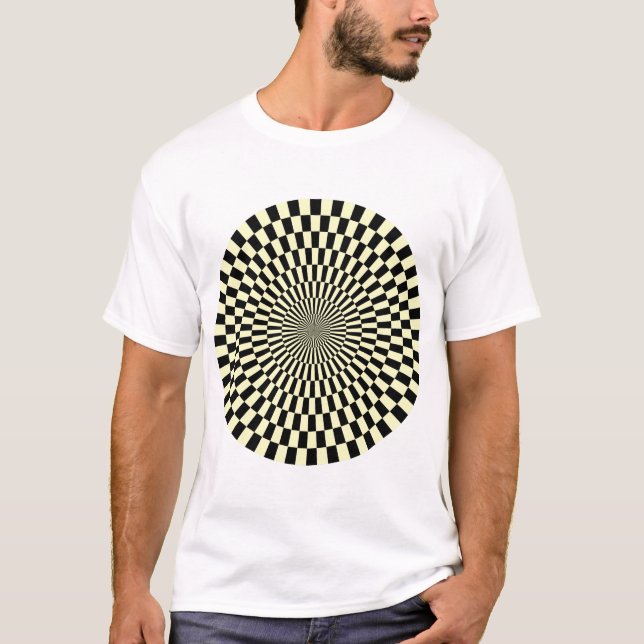 Op Art Wheel - Cream och Black Tee Shirt (Framsida)