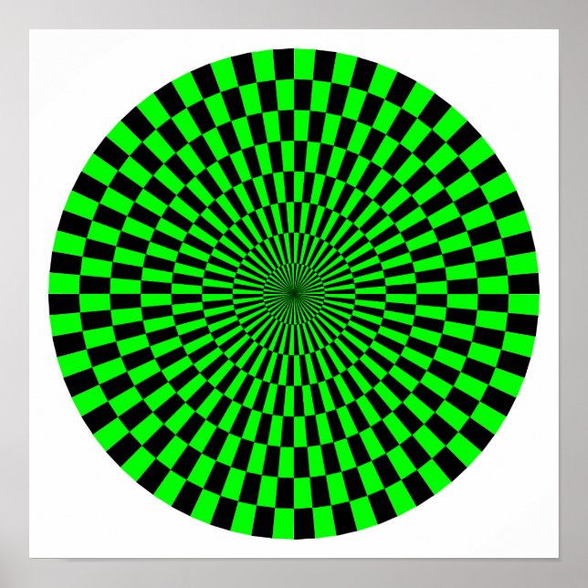 Op Art Wheel - Grönt och svart Poster (Framsidan)