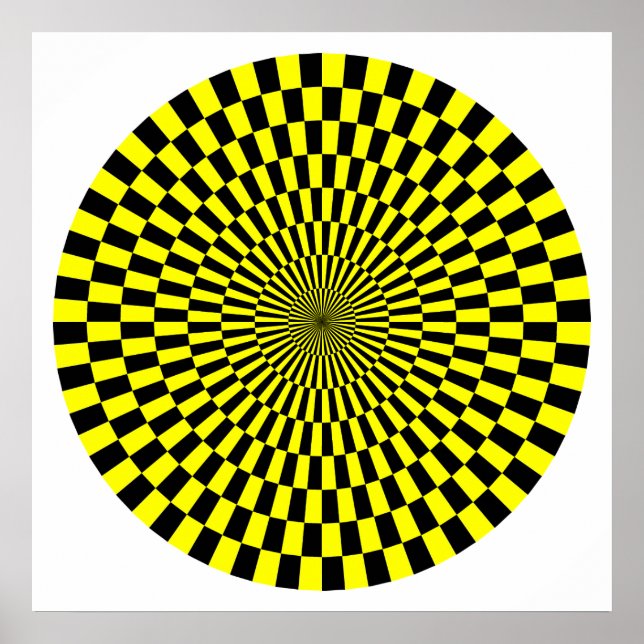 Op Art Wheel - Gult och svart Poster (Framsidan)