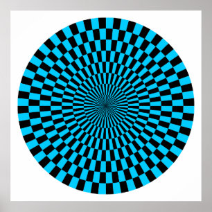 Op Art Wheel - Himlar Blue and Black Poster