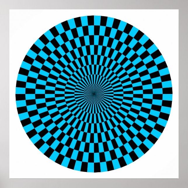 Op Art Wheel - Himlar Blue and Black Poster (Framsidan)