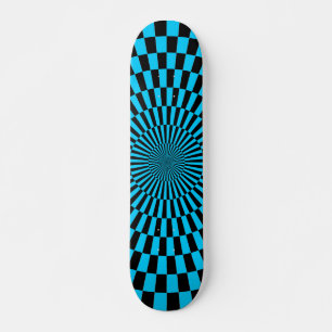 Op Art Wheel - Himlar Blue and Black Skateboard Bräda 21,5 Cm