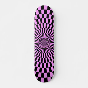 Op Art Wheel - Light Violet and Black Skateboard Bräda 20 Cm