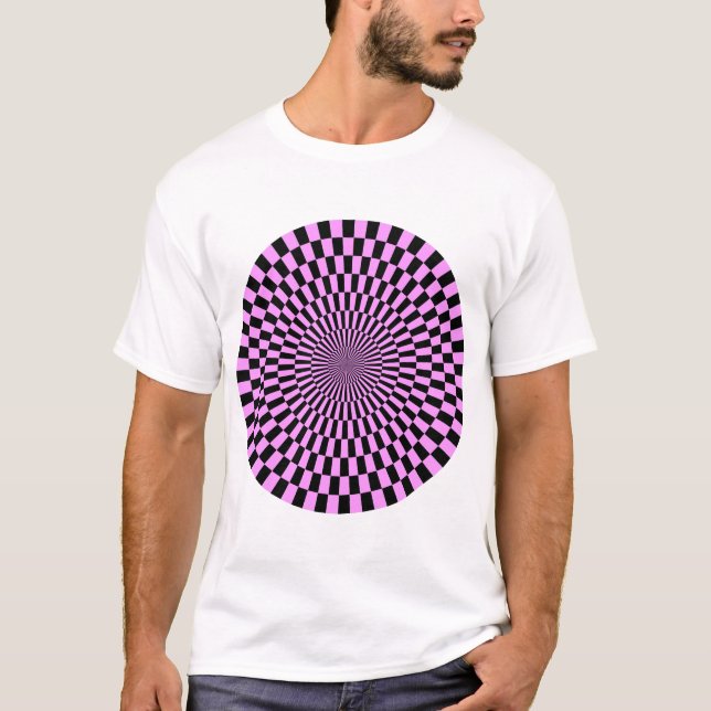 Op Art Wheel - Light Violet and Black Tee Shirt (Framsida)
