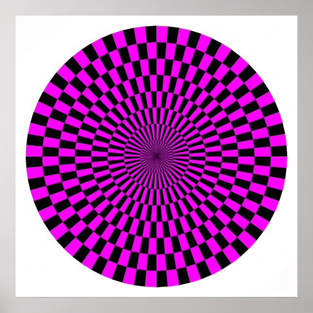 Op Art Wheel - Magenta och svart Poster (Framsidan)