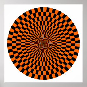 Op Art Wheel - Orange och svart Poster
