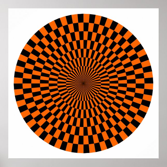 Op Art Wheel - Orange och svart Poster (Framsidan)