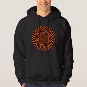 Op Art Wheel - Orange och svart Tröja Med Luva