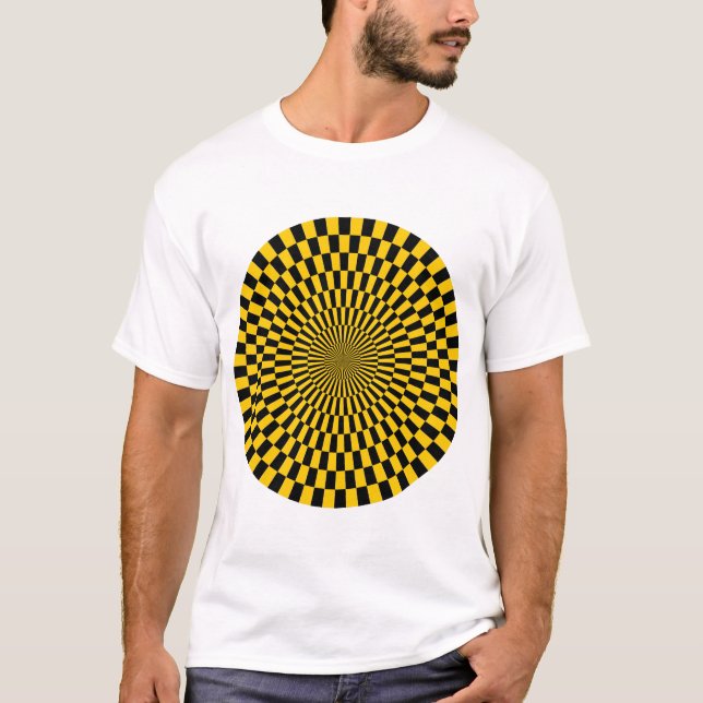 Op Art Wheel - orangegul och svart T Shirt (Framsida)