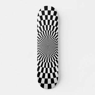 Op Art Wheel - svartvitt Mini Skateboard Bräda 18,7 Cm