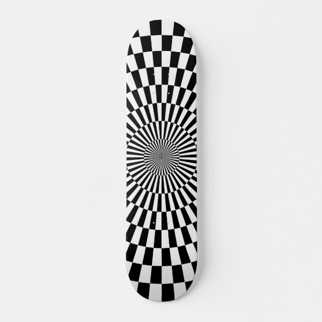Op Art Wheel - svartvitt Mini Skateboard Bräda 18,7 Cm (Framsida)