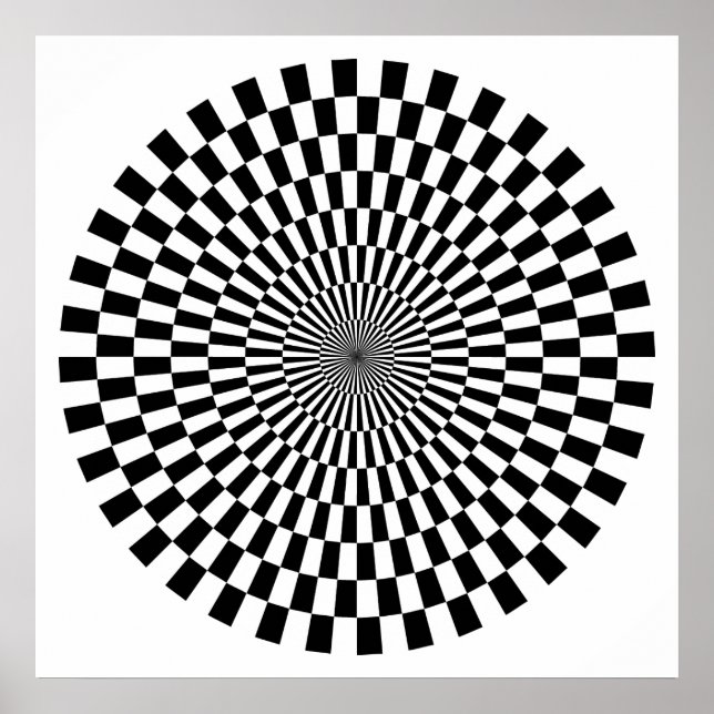 Op Art Wheel - svartvitt Poster (Framsidan)
