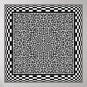 Op-Konst Maze och checkersaffisch Poster