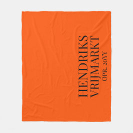 Op Maat Oranje Vrijmarkt-deken | Zwarte tekst -  Fleecefilt