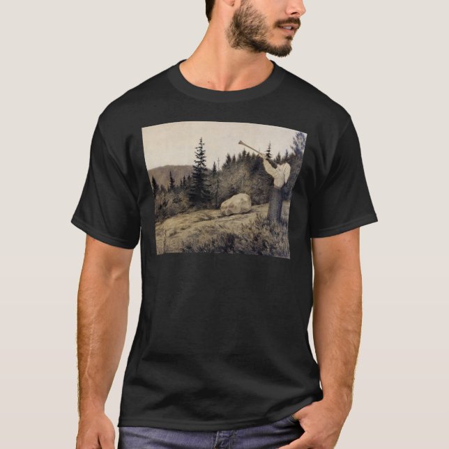Op under Fjeldet toner en Lur Theodor Kittelsen il T Shirt (Framsida)