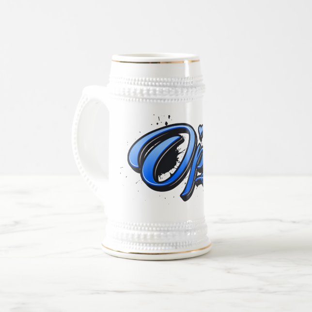 Opa blue Heart Graffiti Bierkrug Krug Sejdel (Framsida vänster)