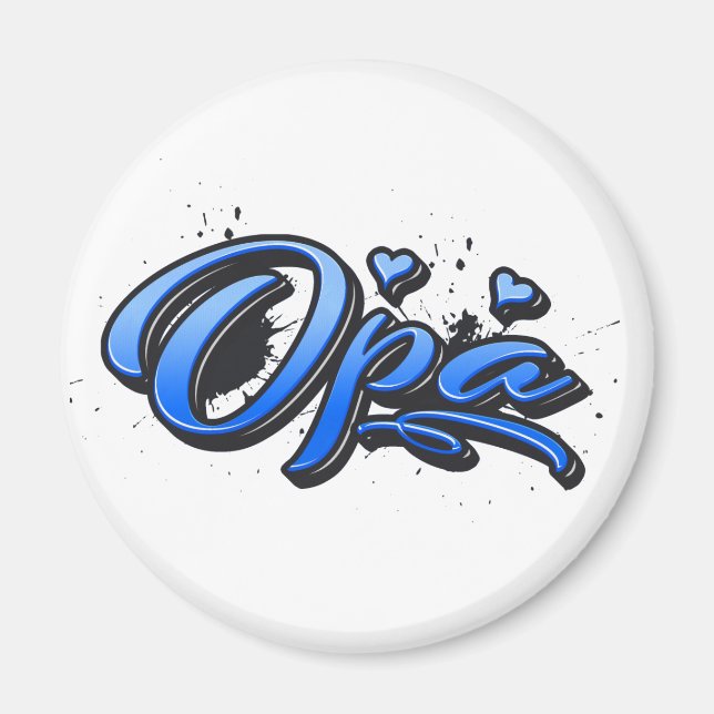 Opa Blue Heart Graffiti Magnet (Framsidan)