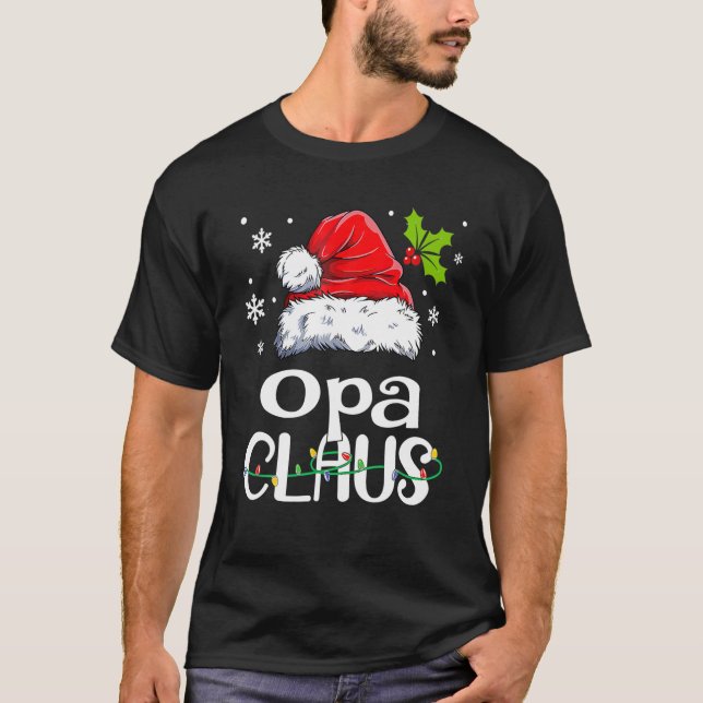 Opa Claus Funny Grandma Santa Pajamas jul Op T Shirt (Framsida)