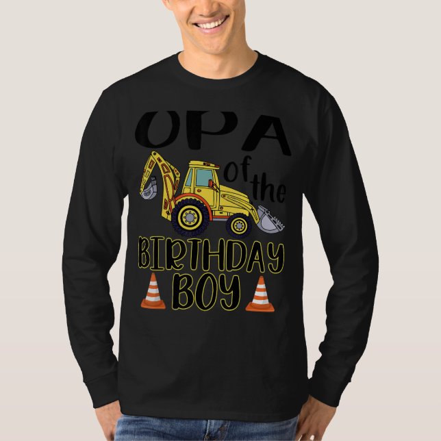 Opa från födelsedagen för Boy Excavator Constructi T Shirt (Framsida)